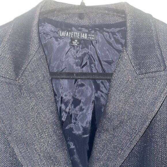 LAFAYETTE 148 N.Y Charcoal with metallic wool herringbone suit jacket. Size 14 - Picture 2 of 7